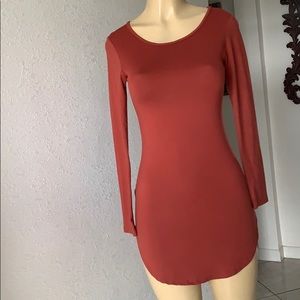 Long sleeve mini dress.